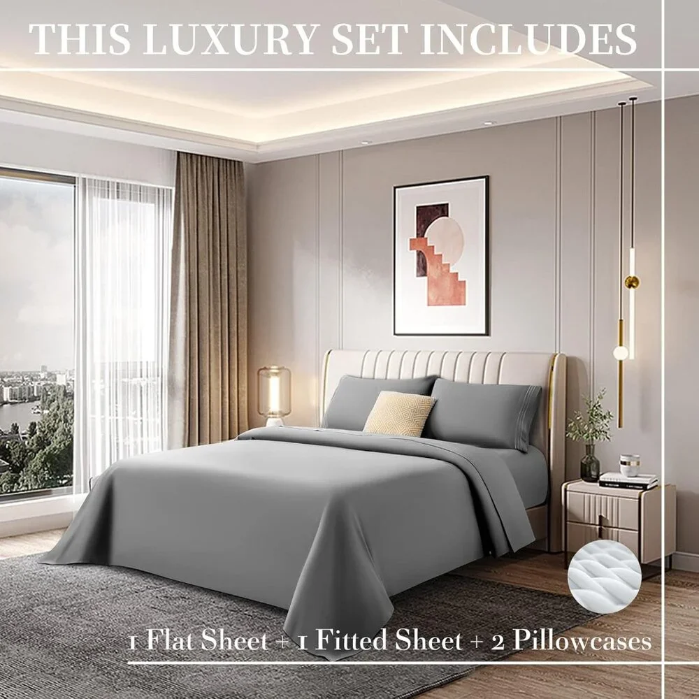 KING Bedsheet Set (6 pc) with 16 Inch Deep Pockets NWT! - Gray